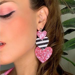 Pink and striped vintage Barbie inspired earrings